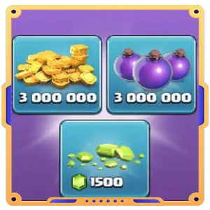 Набор для строителя дома 6 [ Золото х3000000 + Эликсир х3000000 + Кристалы х1500 ]